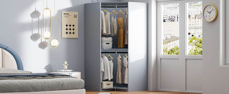 Polygon Corner Space-Saving Gray Particle Board Wardrobe - Omega Lifestyles
