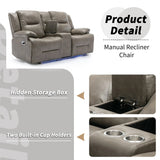 Grey Leather Gel Manual Recliner Chair With LED Lights - Omega Lifestyles