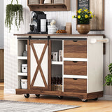 Farmhouse Sliding Barn Door Kitchen Island Cart - Omega Lifestyles