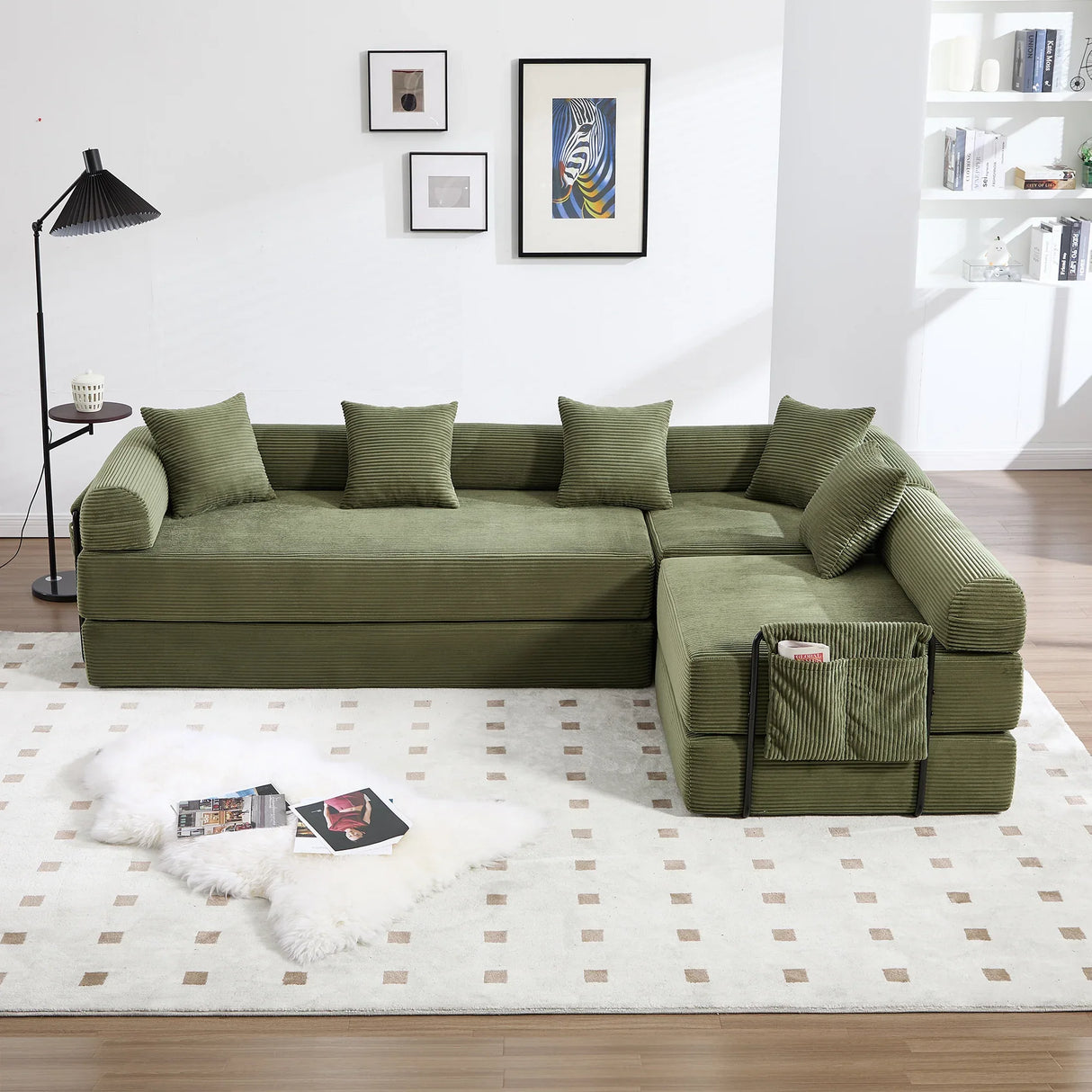 Convertible Folding Corduroy Memory Foam Sofa Bed - Omega Lifestyles