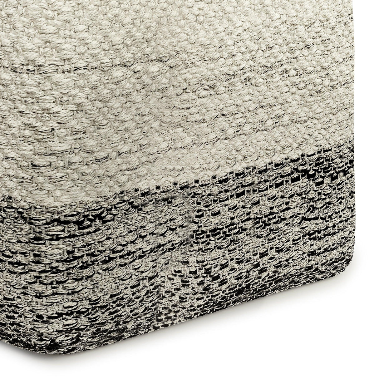 Square Woven Indoor Outdoor White Fabric Pouf Seat - Omega Lifestyles