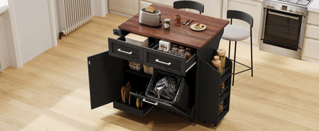 Farmhouse MDF Kitchen Island With Drop Leaf And Storage - Omega Lifestyles