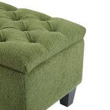 Green Boucle Ottoman Bench With Storage And Seating - Omega Lifestyles