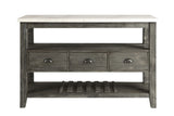 Gray Oak Marble Top Storage Server With Drawers - Omega Lifestyles