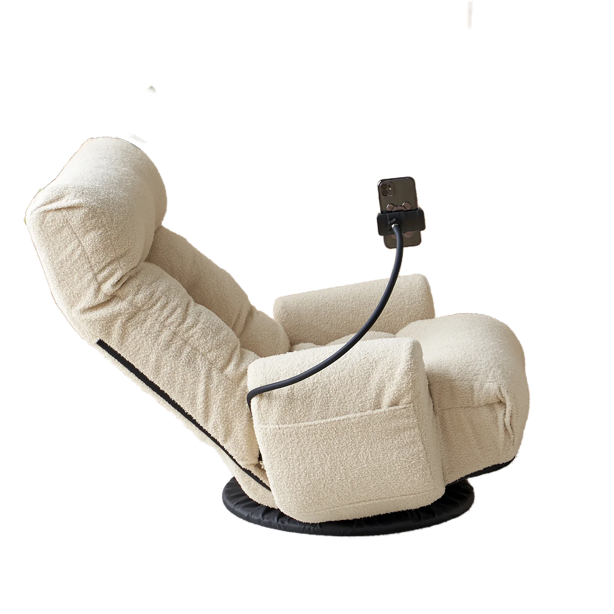 Adjustable Beige Soft Plush Rotating Lounge Chair - Omega Lifestyles