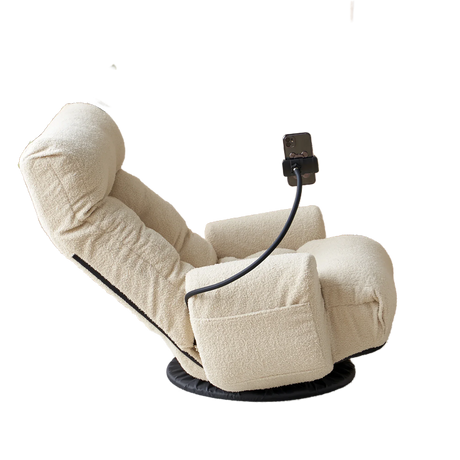 Adjustable Beige Soft Plush Rotating Lounge Chair - Omega Lifestyles