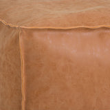Handcrafted Distressed Brown Faux Leather Square Pouf - Omega Lifestyles
