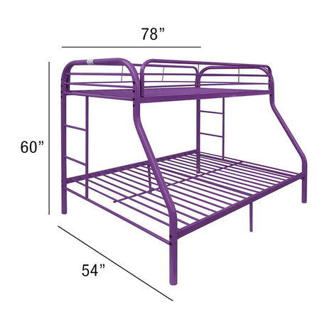 Twin Full Metal Tube Frame Purple Bunk Bed With Ladder - Omega Lifestyles