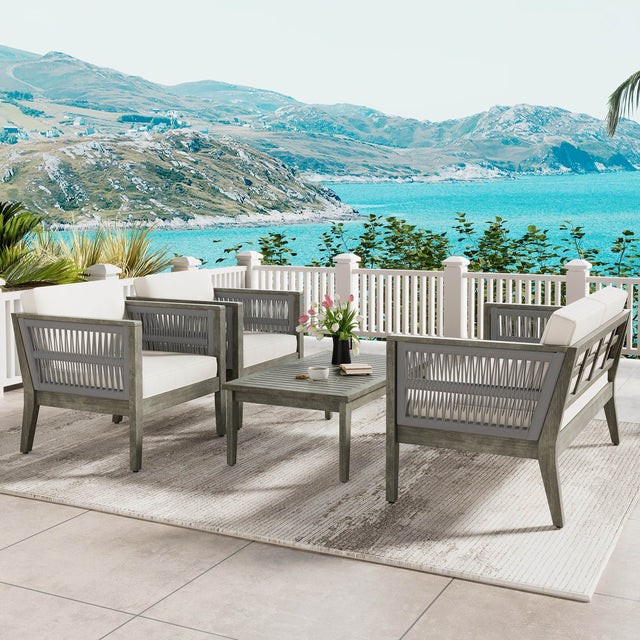 4-Piece Acacia Wood Outdoor Patio Furniture Set - Omega Lifestyles