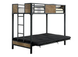 Industrial Metal Wood Twin Over Futon Bunk Bed - Omega Lifestyles