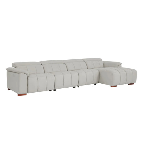 Electric Control Genuine Leather 4-Seat Reclining Chaise Sofa - Omega Lifestyles
