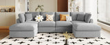 130-Inch Modular Chenille Fabric U-Shaped Sectional Sofa With Ottomans - Omega Lifestyles