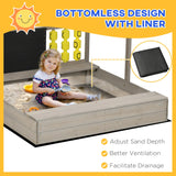 Wooden Kids Sandbox With Adjustable Canopy Cover - Omega Lifestyles