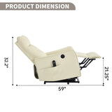 Beige Faux Leather Power Lift Recliner Chair With Massage Heat - Omega Lifestyles