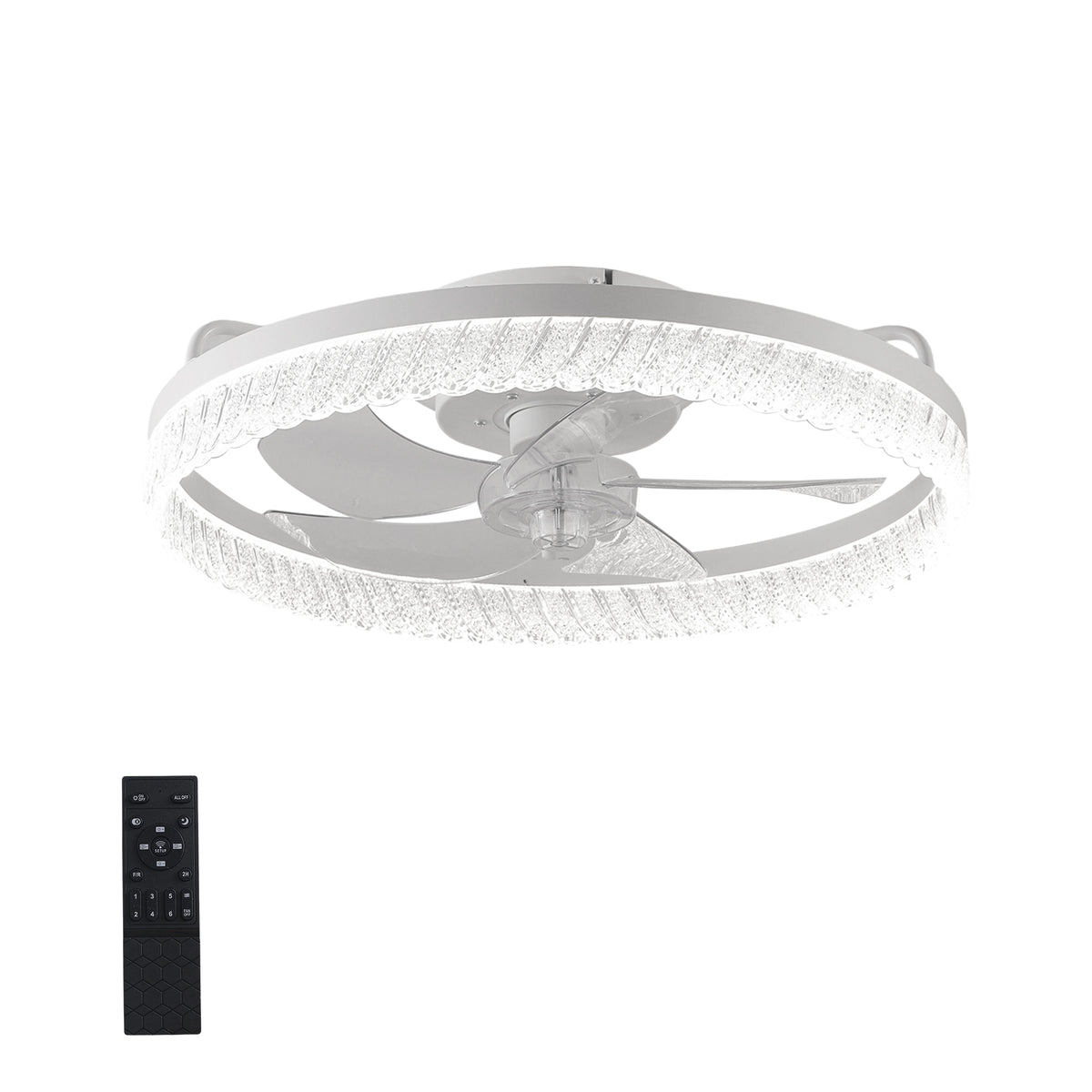 19-Inch White Feather Design Smart Remote Ceiling Fan