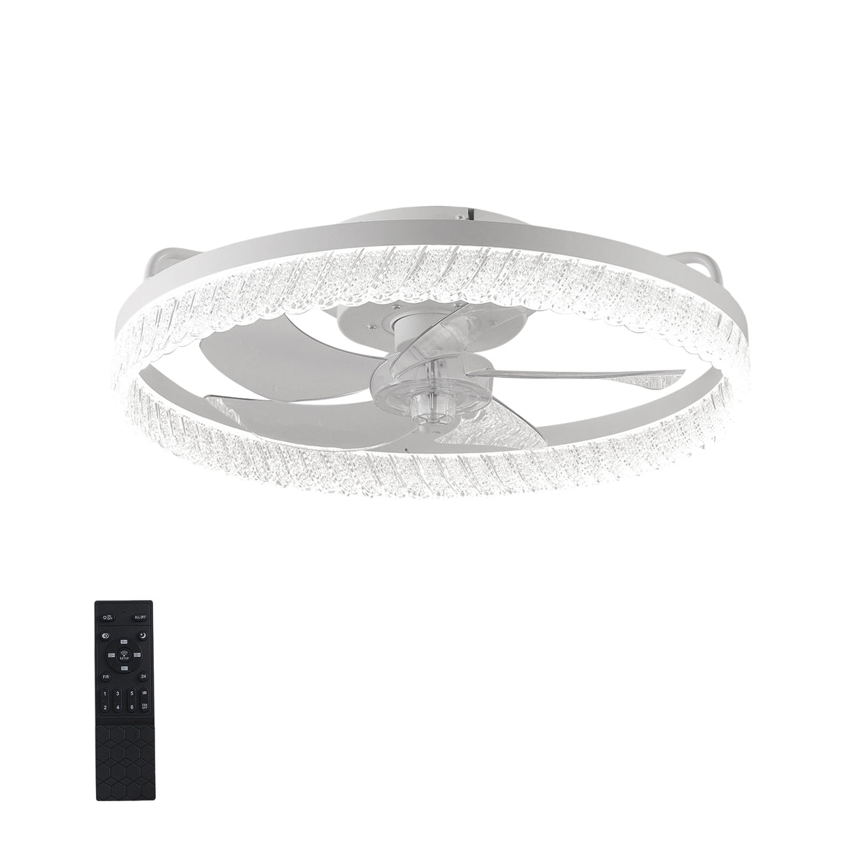 19-Inch White Feather Design Smart Remote Ceiling Fan