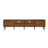 Modern Walnut TV Stand With Soft-Close Doors and Storage - Omega Lifestyles