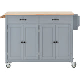Kitchen Island Cart Solid Wood Top Four Door Cabinet - Omega Lifestyles