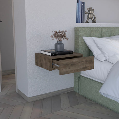 Wall-Mounted Pine Floating Nightstand With Drawer - Omega Lifestyles