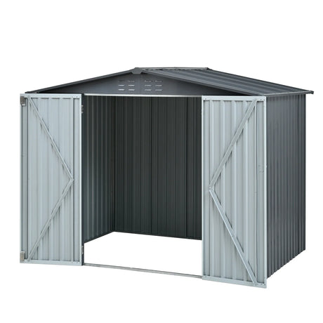 Heavy-Duty Galvanized Steel 6x8ft Outdoor Storage Shed - Omega Lifestyles