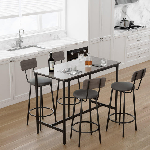 Bar Table Set With 4 PU Upholstered Soft Seat Stools - Omega Lifestyles