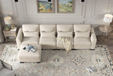 Beige Modular L-Shaped 5-Seat Foam Cushion Sofa With Ottoman - Omega Lifestyles