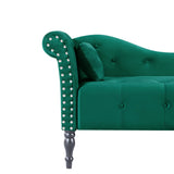 Velvet Tufted Chaise Lounge Chair With Pillow - Omega Lifestyles