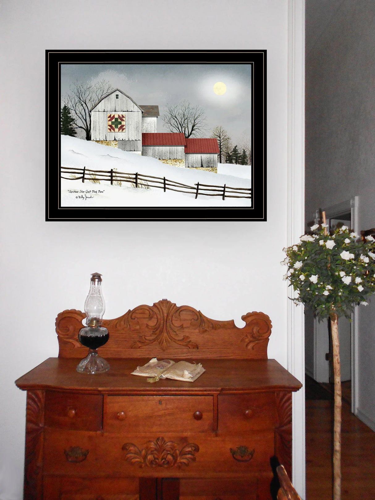 Framed Multicolor Christmas Star Quilt Wall Art - Omega Lifestyles