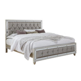Queen Modern Solid Wood Tufted Panel Bed Frame