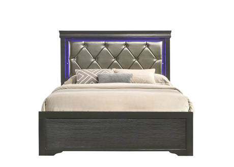Modern Full Upholstered Wood Bed With LED Headboard - Omega Lifestyles