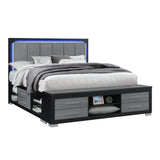 Modern King Storage Bed Frame With Bookcase Headboard - Omega Lifestyles
