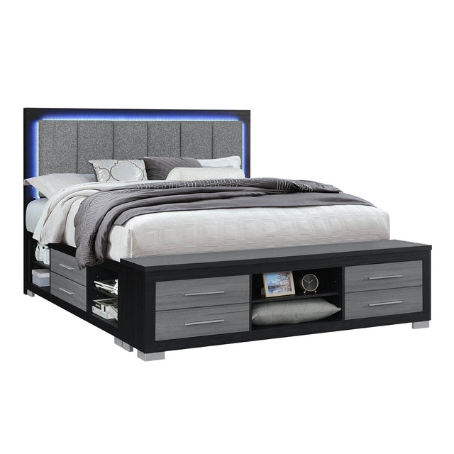 Modern King Storage Bed Frame With Bookcase Headboard - Omega Lifestyles