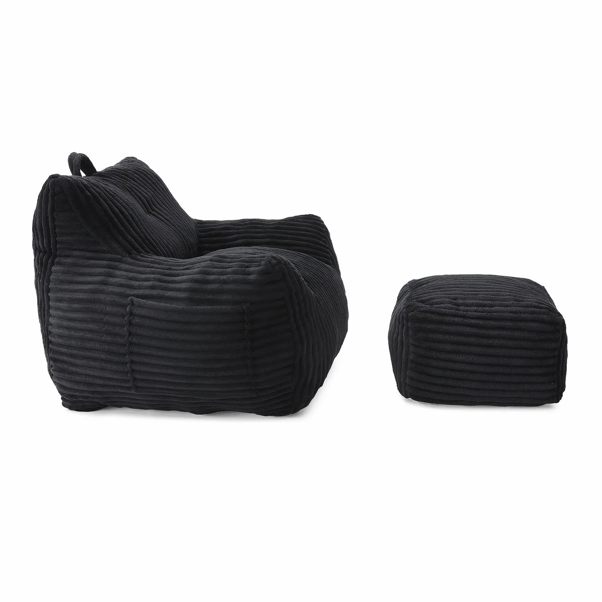 Medium-Soft Corduroy Bean Bag Chair With Footstool - Omega Lifestyles