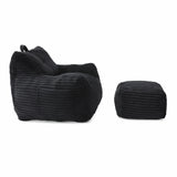 Medium-Soft Corduroy Bean Bag Chair With Footstool - Omega Lifestyles