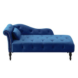 Velvet Tufted Chaise Lounge With Pillow - Omega Lifestyles