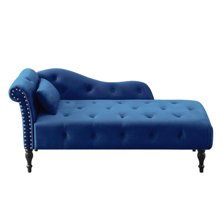 Velvet Tufted Chaise Lounge With Pillow - Omega Lifestyles