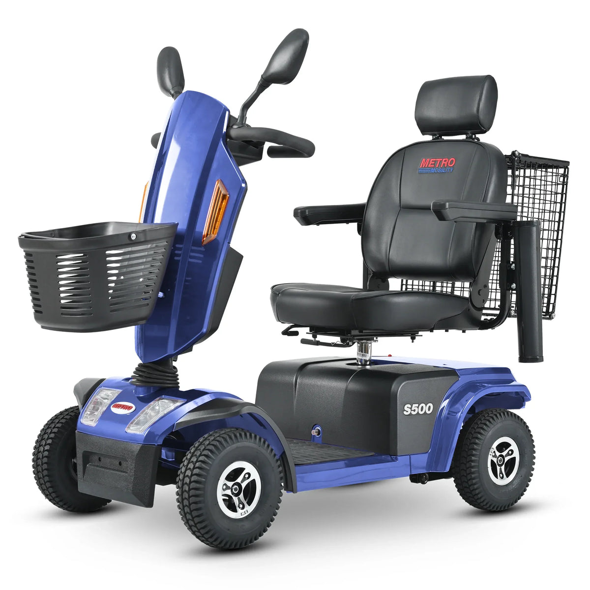 Heavy Duty Blue Metal Mobility Scooter With Suspension - Omega Lifestyles