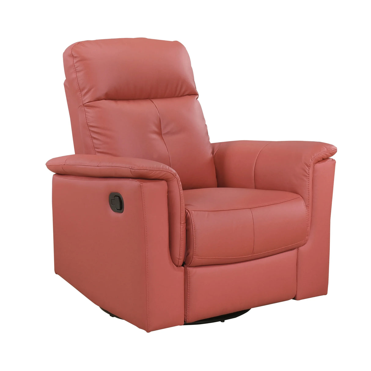 Red Genuine Leather Swivel Glider Reclining Chair - Omega Lifestyles