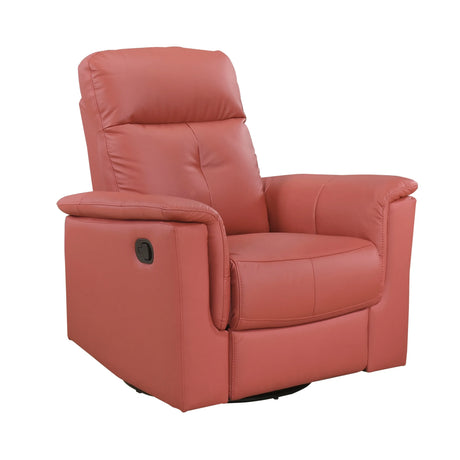 Red Genuine Leather Swivel Glider Reclining Chair - Omega Lifestyles