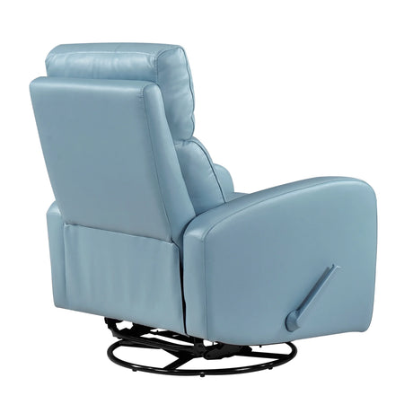 Blue Leather Gliding Swivel Recliner Chair With Recline - Omega Lifestyles