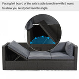 Outdoor Gray Rattan Wicker Patio Daybed With Canopy - Omega Lifestyles