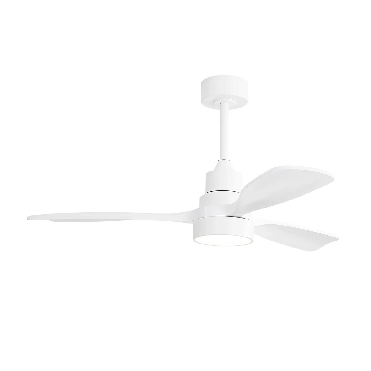 48-Inch White Metal Wood Ceiling Fan With Light