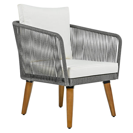 4-Piece Mid-Century Modern Woven Rope Patio Furniture Set - Omega Lifestyles