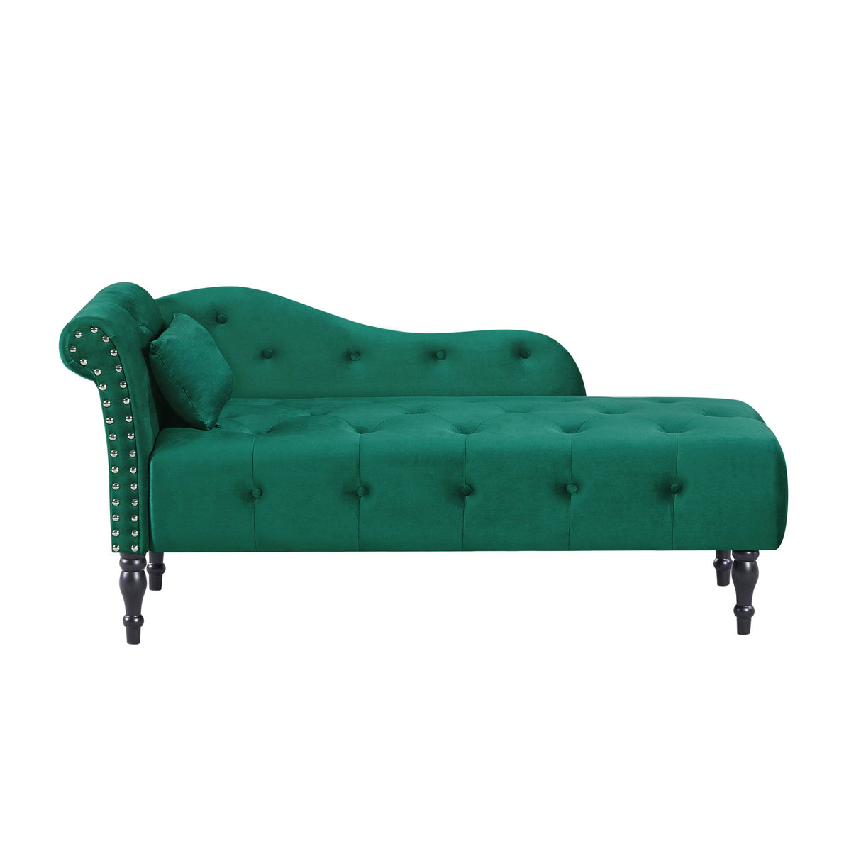 Velvet Tufted Chaise Lounge Chair With Pillow - Omega Lifestyles