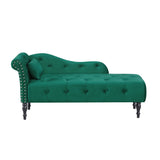 Velvet Tufted Chaise Lounge Chair With Pillow - Omega Lifestyles