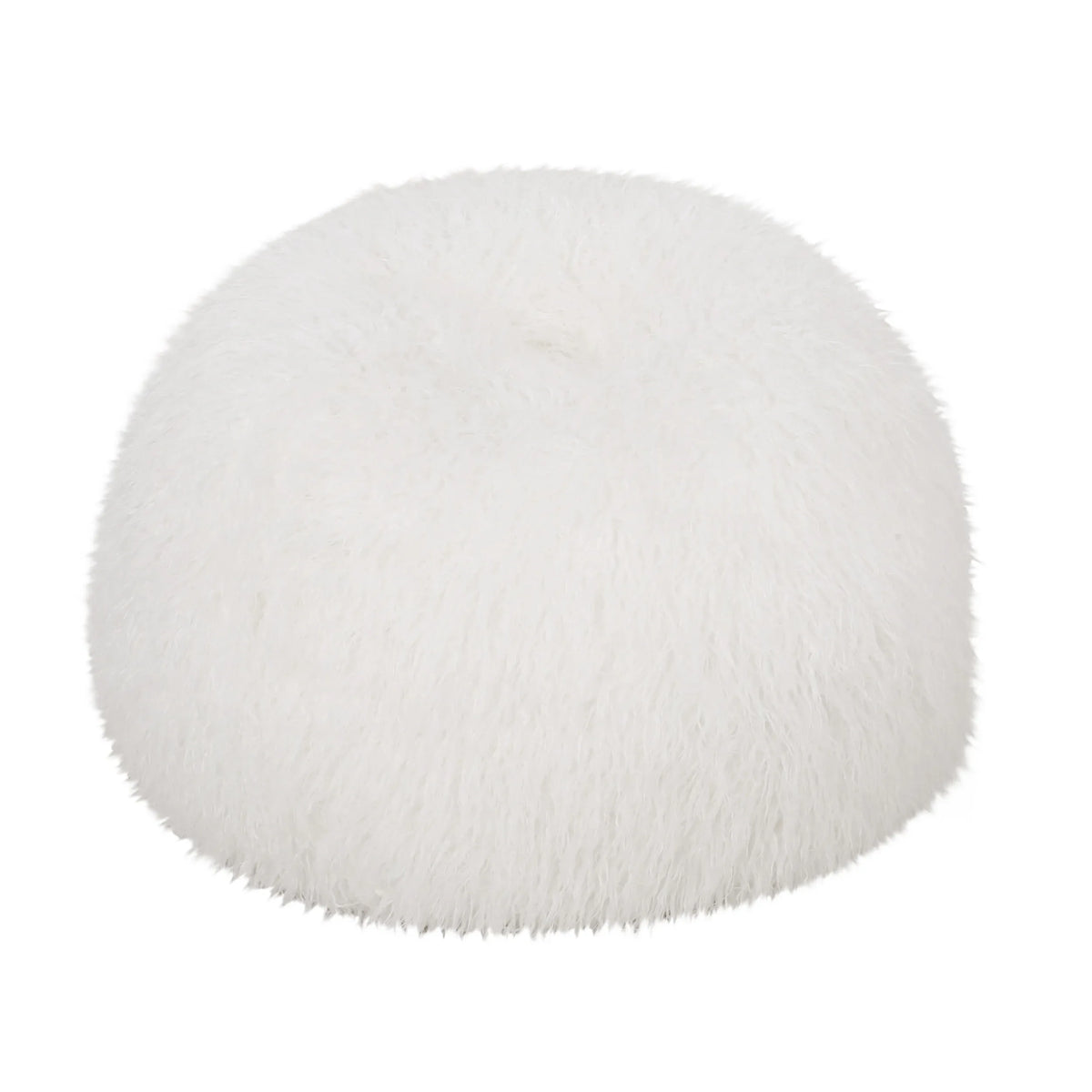 Rounded Faux Fur Foam Filled Bean Bag Chair - Omega Lifestyles