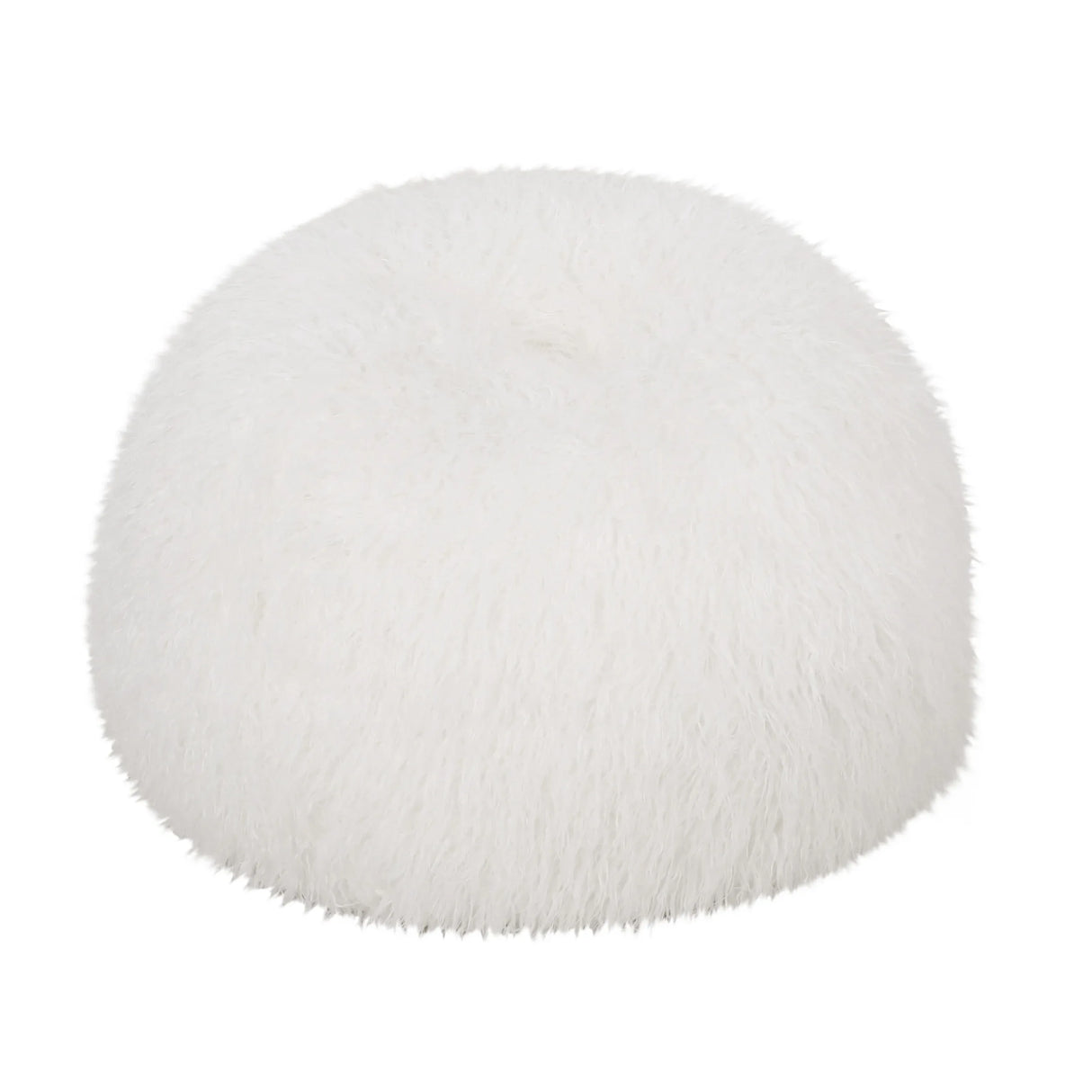 Rounded Faux Fur Foam Filled Bean Bag Chair - Omega Lifestyles