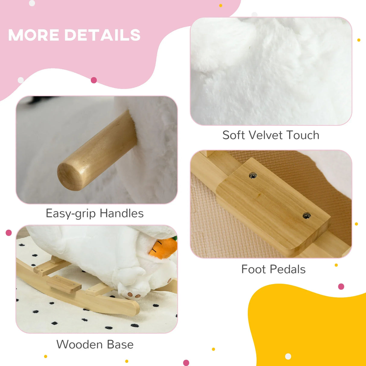 Rabbit Ride-On Rocking Horse With Sounds And Pedals - Omega Lifestyles