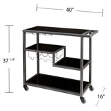 Gunmetal Gray Metal Bar Cart With Locking Casters - Omega Lifestyles