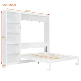 Queen Murphy Bed Wall Bed With Shelves White Solid Wood - Omega Lifestyles